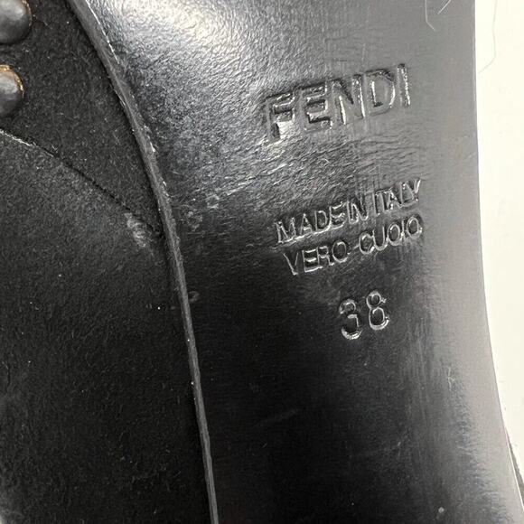 Fendi Black Suede Studded Mary Jane Platform Pumps - Picture 6 of 8